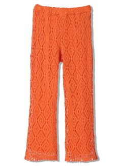 crochet knit pants  orange