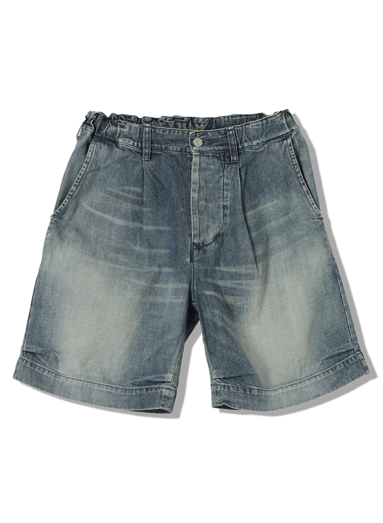 デンハム　ショートパンツ　デニム　DENHAM デニムショーツ　ダメージ　w33 GATHERED DENIM SHORTS MIJ LB アイテム詳細｜DENHAM（デンハム