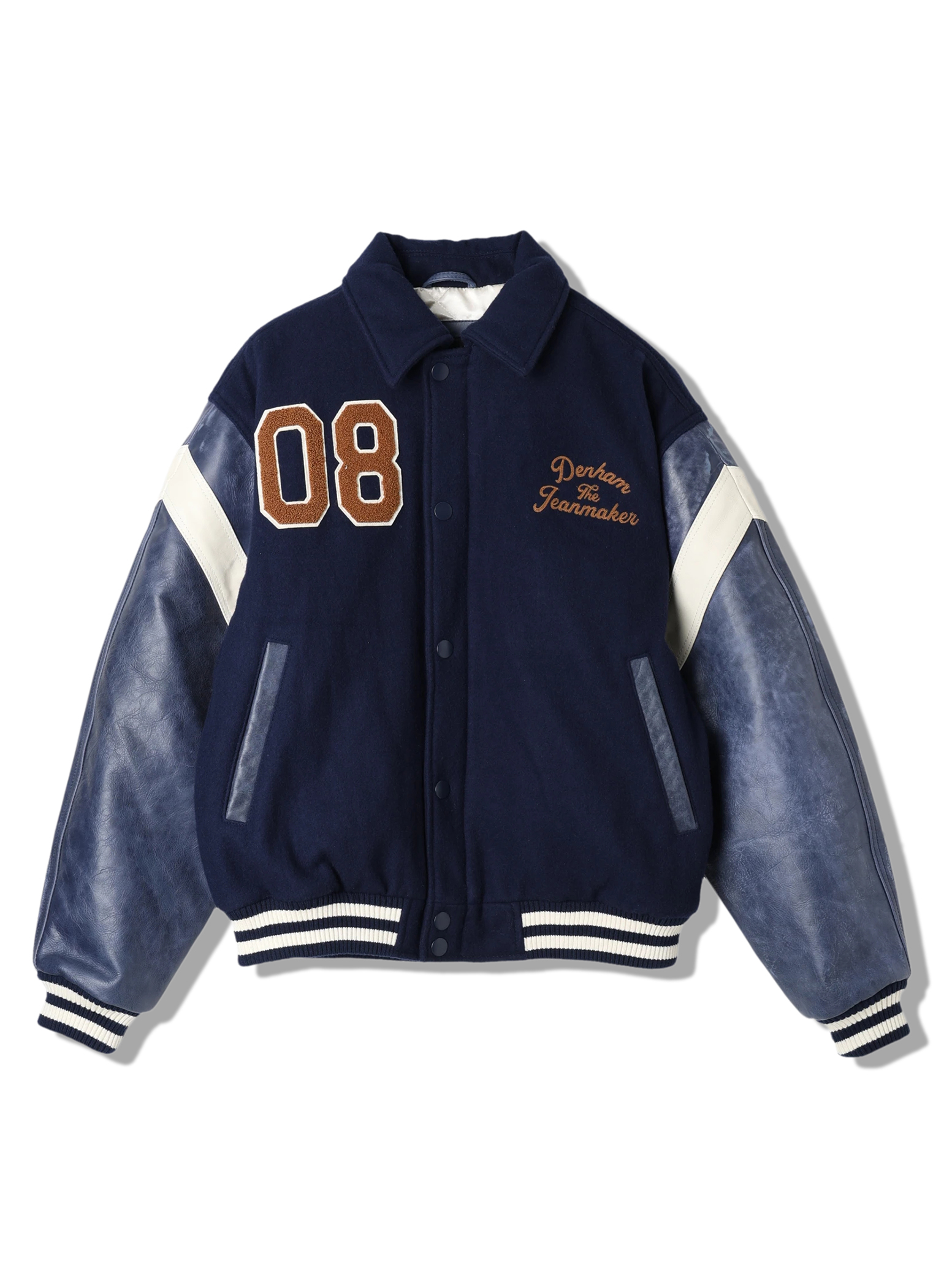 Camphor wood“varsity jacket” ネイビーL flower embroidery lame tweed varsity jacket – CAMPHOR WOOD
