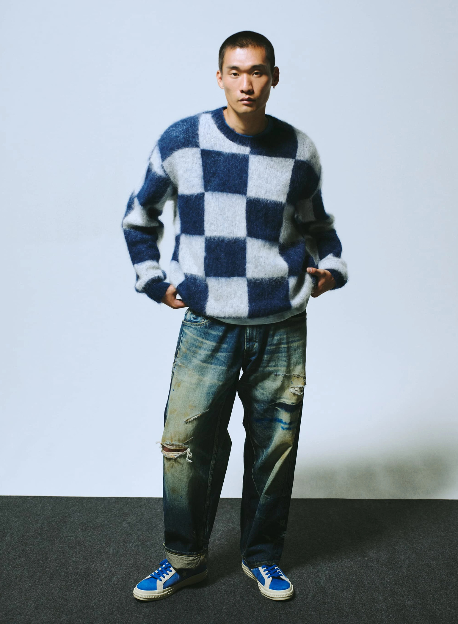 DENHAM(デンハム) |CHECK KNIT CREW